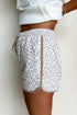 Leopard Print Elastic Waist Drawstring Contrast Trim Lounge Shorts